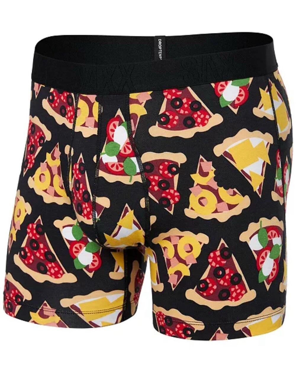 SAXX Men's DropTemp™ Pizza Printed Cooling Boxer Briefs NWT Size XLarge